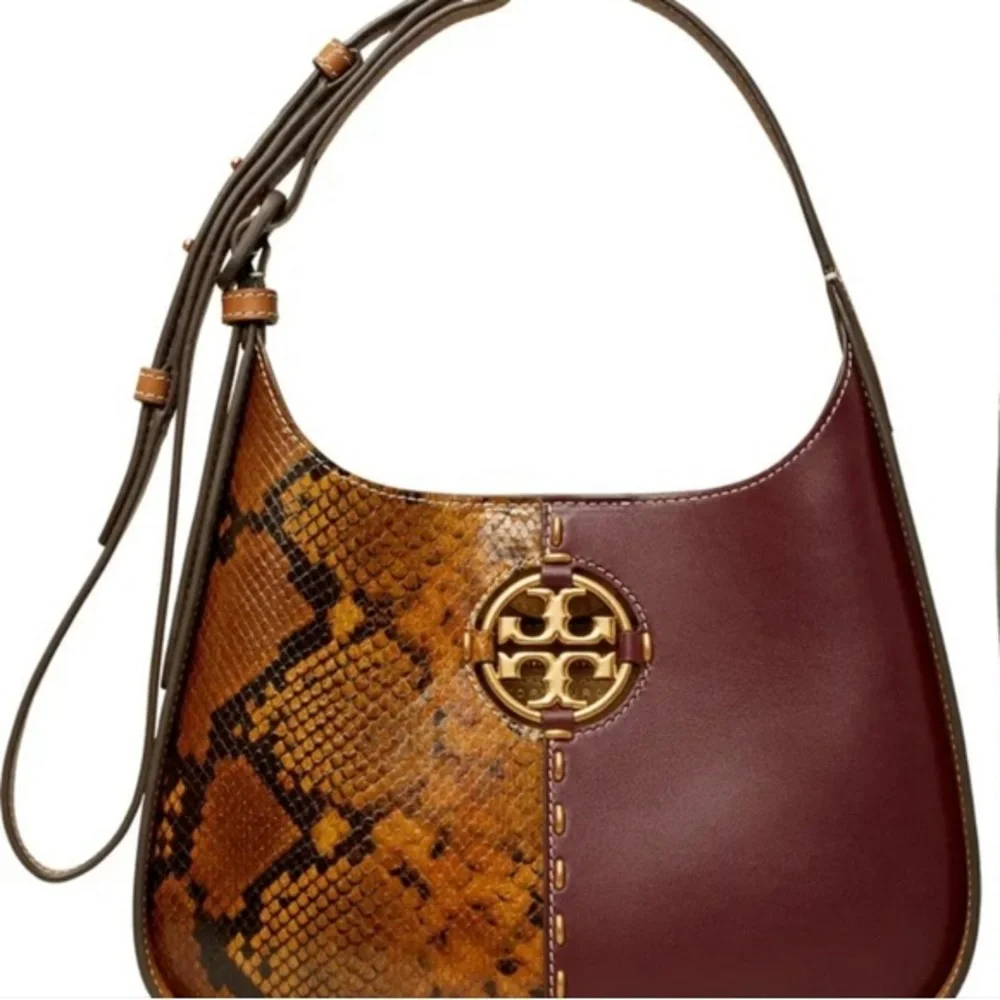 NWOT Tory Burch Brown, Tan and Snakeskin Shoulder Bag - Picture 2 of 12
